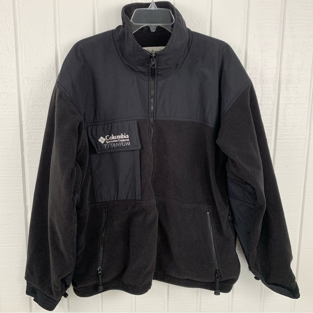 Columbia Full Zip Titanium Omni Stop Windproof Black Fleece Jacket Unisex L - Picture 9 of 9